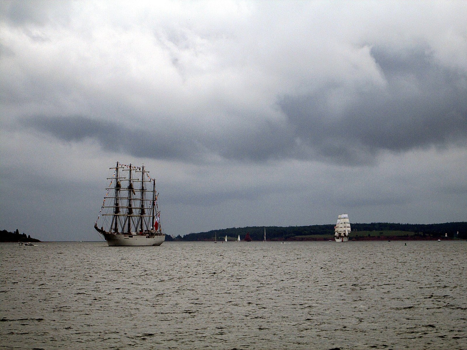 Tall ships anchored in Charlottetown Harbour