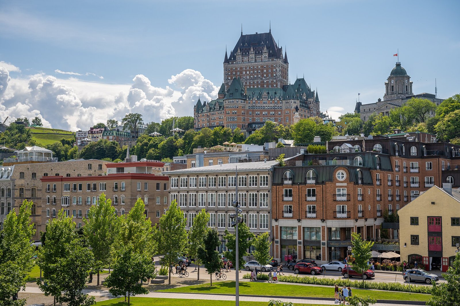 Château Frontenac rising above Old Québec's rooftops in summer