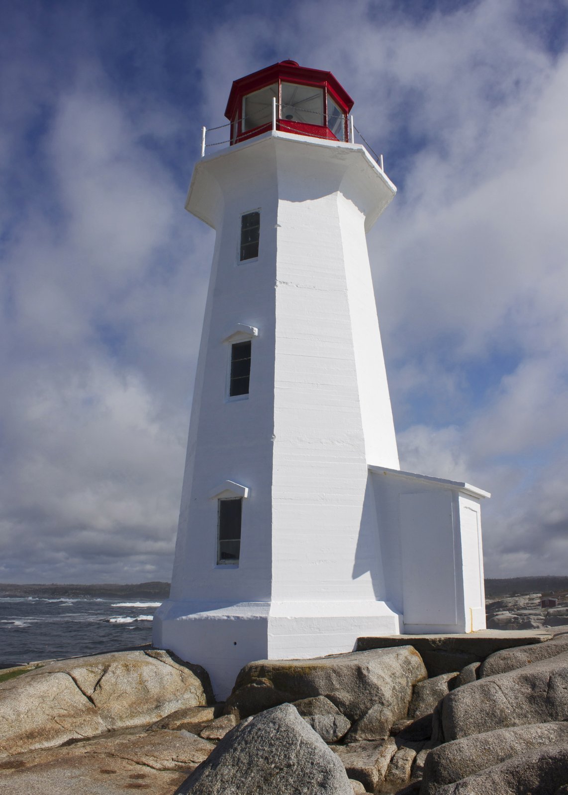 Peggy's Point Lighthouse on the granite rocks at Peggy's Cove